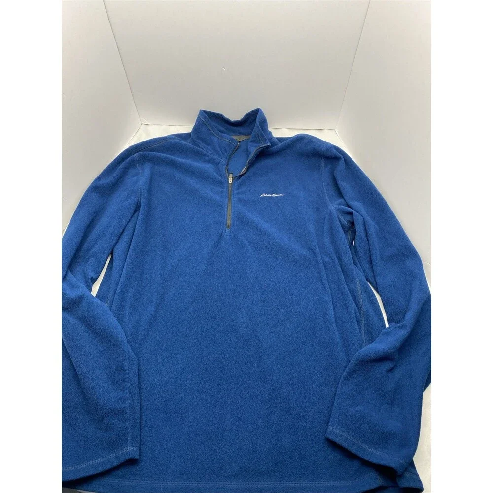 Eddie Bauer Men's TXL Tall Extra Large Blue 1/4 Zip Fleece Pullover Sweater